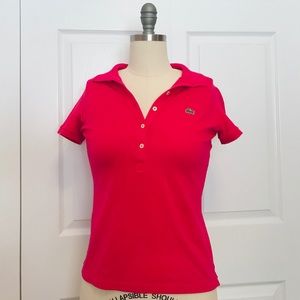 Pink Lacoste polo